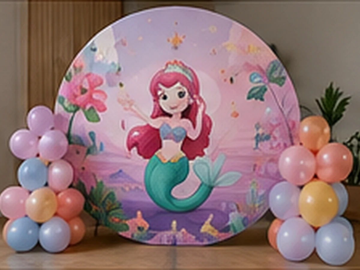 Funda circular sublimada para evento infantil