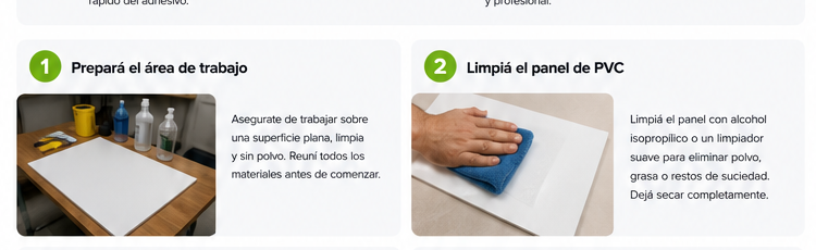 Pasos 1 y 2: preparar el área y limpiar el panel de PVC